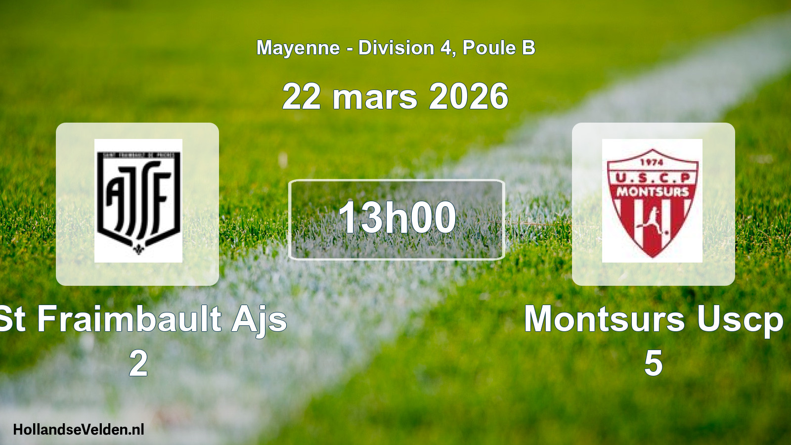 Geplande wedstrijd: St Fraimbault Ajs 2 - Montsurs Uscp 5 (22 mars 2026)