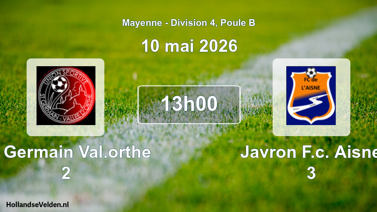 Geplande wedstrijd: St Germain Val.orthe 2 - Javron F.c. Aisne 3 (10 mai 2026)