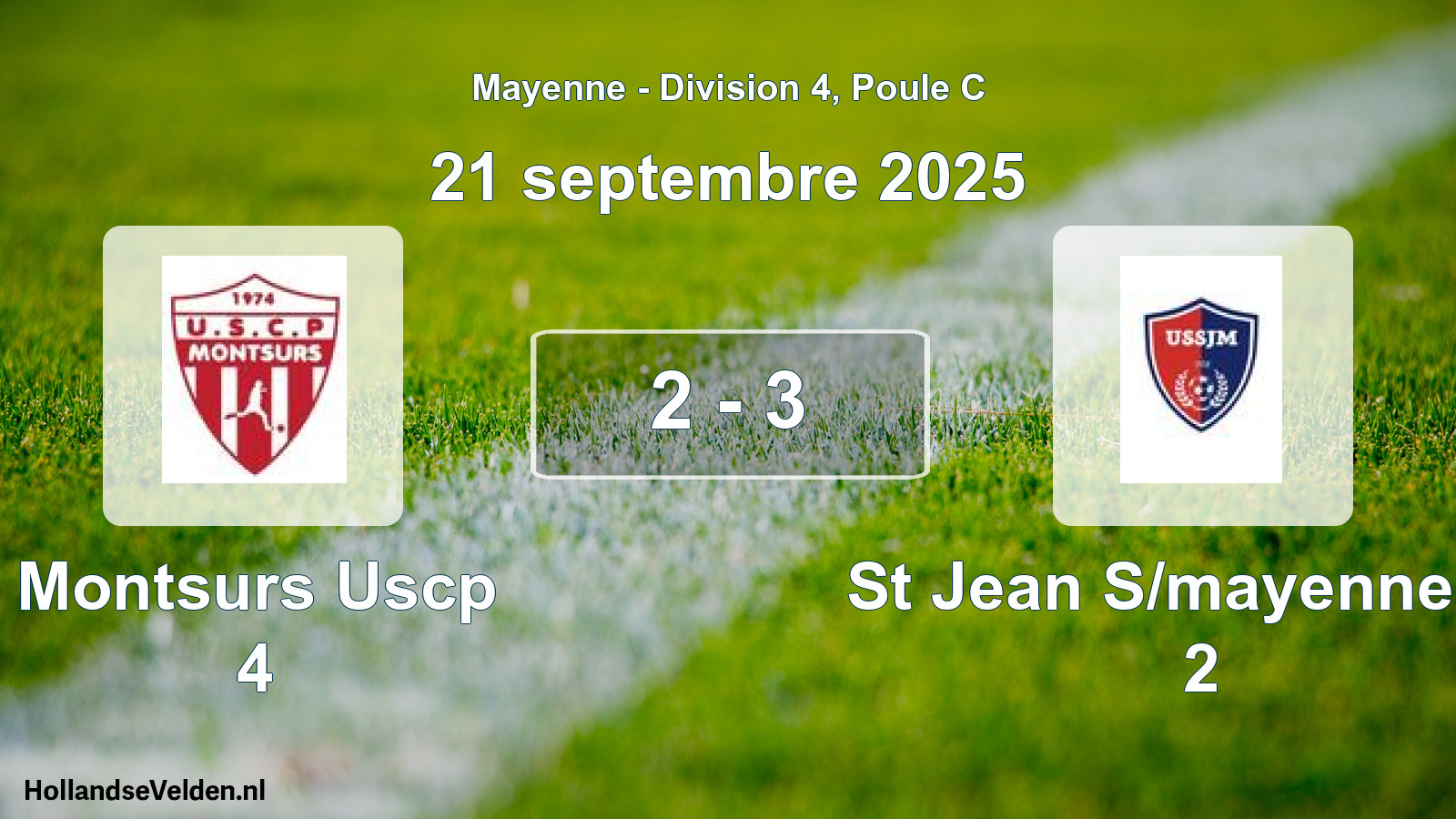 Gespeelde wedstrijd: Montsurs Uscp 4 - St Jean S/mayenne Us 2 2 - 3 (21 september 2025)