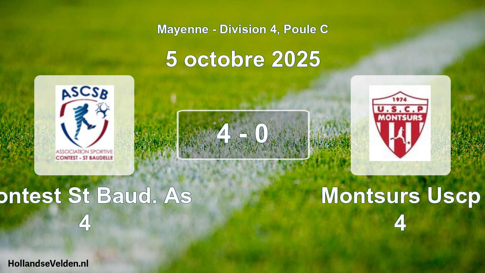Gespeelde wedstrijd: Contest St Baud. As 4 - Montsurs Uscp 4 4 - 0 (5 octobre 2025)