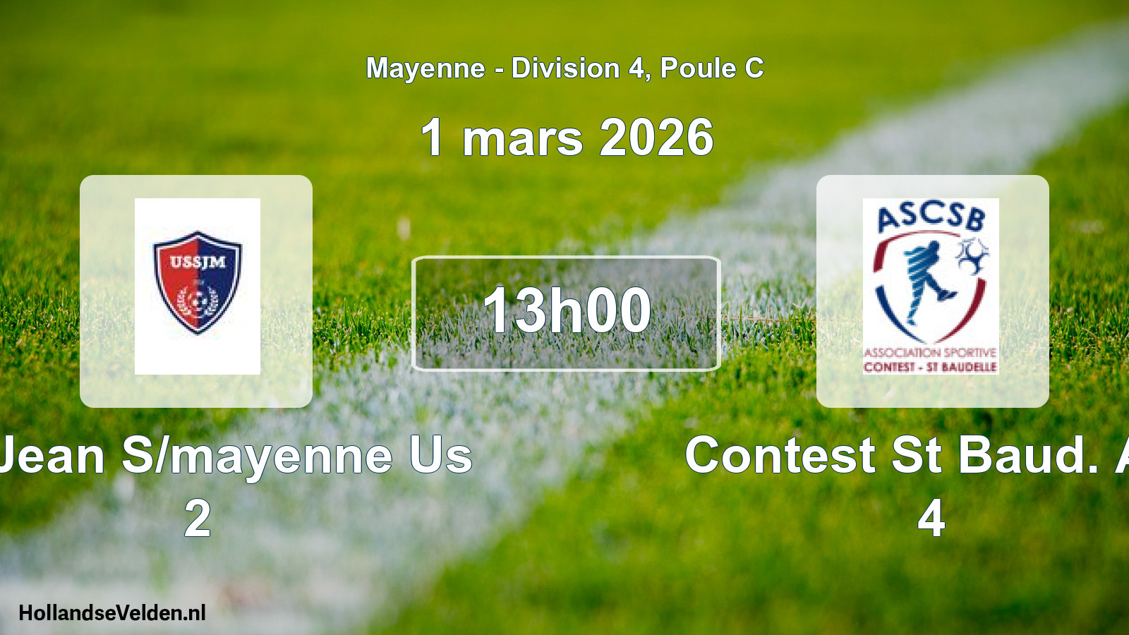 Geplande wedstrijd: St Jean S/mayenne Us 2 - Contest St Baud. As 4 (1 maart 2026)