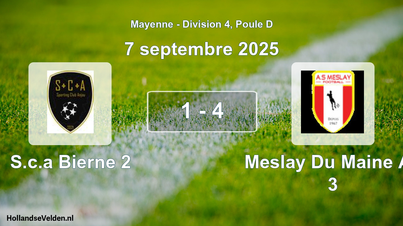 Gespeelde wedstrijd: S.c.a Bierne 2 - Meslay Du Maine As 3 1 - 4 (7 september 2025)