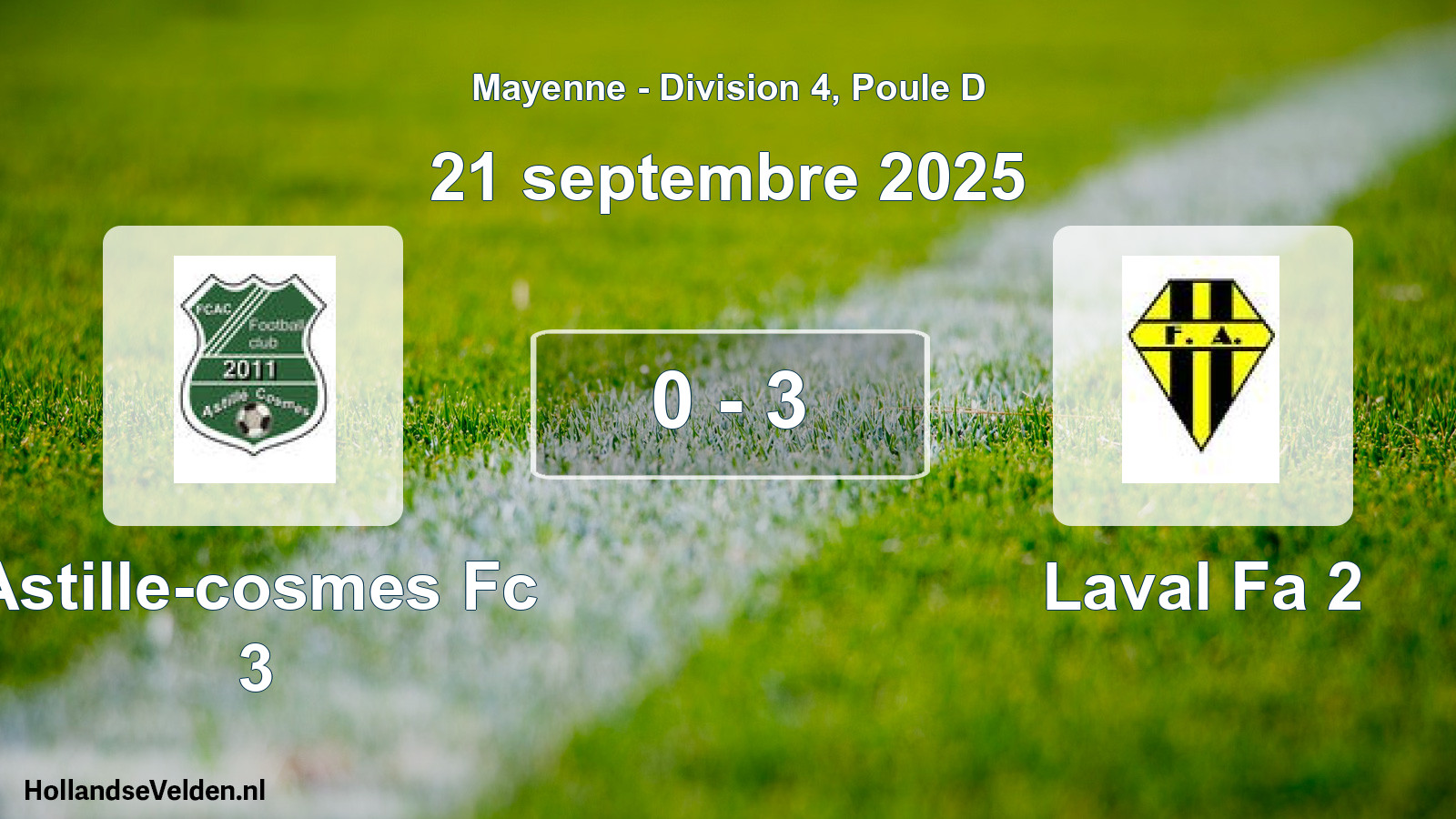 Gespeelde wedstrijd: Astille-cosmes Fc 3 - Laval Fa 2 0 - 3 (21 septembre 2025)