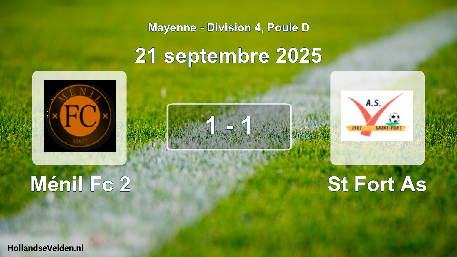 Gespeelde wedstrijd: Ménil Fc 2 - St Fort As 1 - 1 (21 september 2025)
