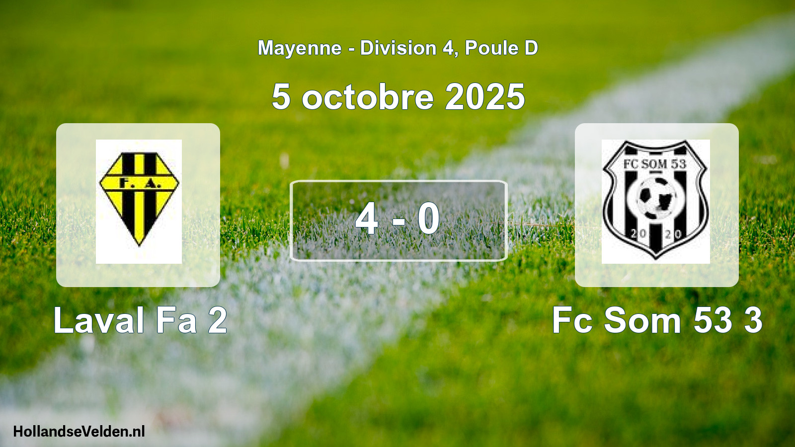 Gespeelde wedstrijd: Laval Fa 2 - Fc Som 53 3 4 - 0 (5 octobre 2025)