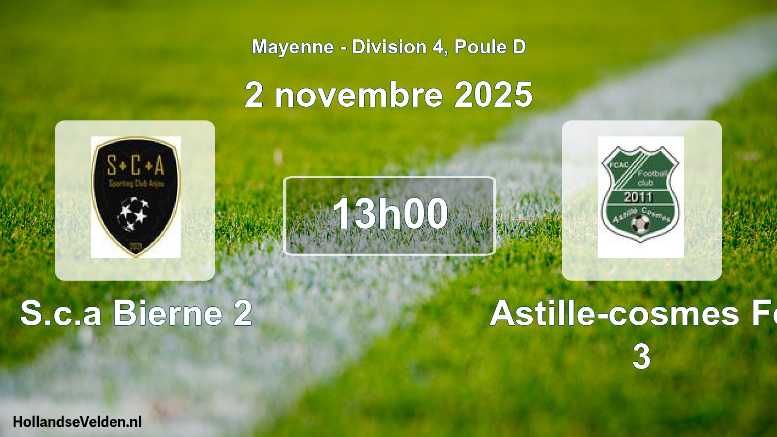Geplande wedstrijd: S.c.a Bierne 2 - Astille-cosmes Fc 3 (2 november 2025)
