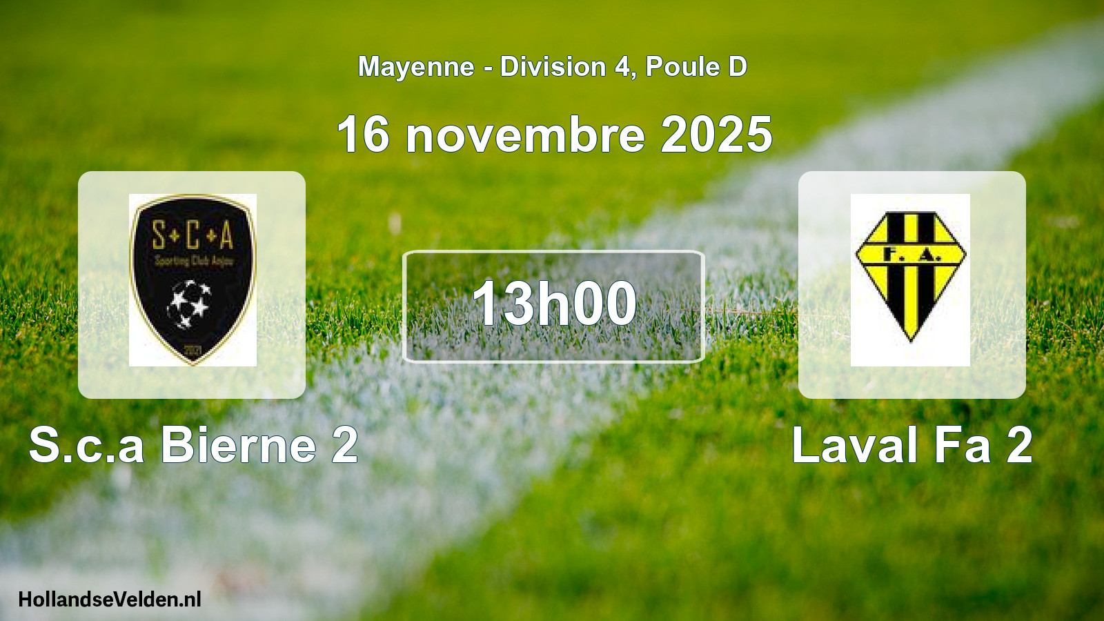 Geplande wedstrijd: S.c.a Bierne 2 - Laval Fa 2 (16 november 2025)