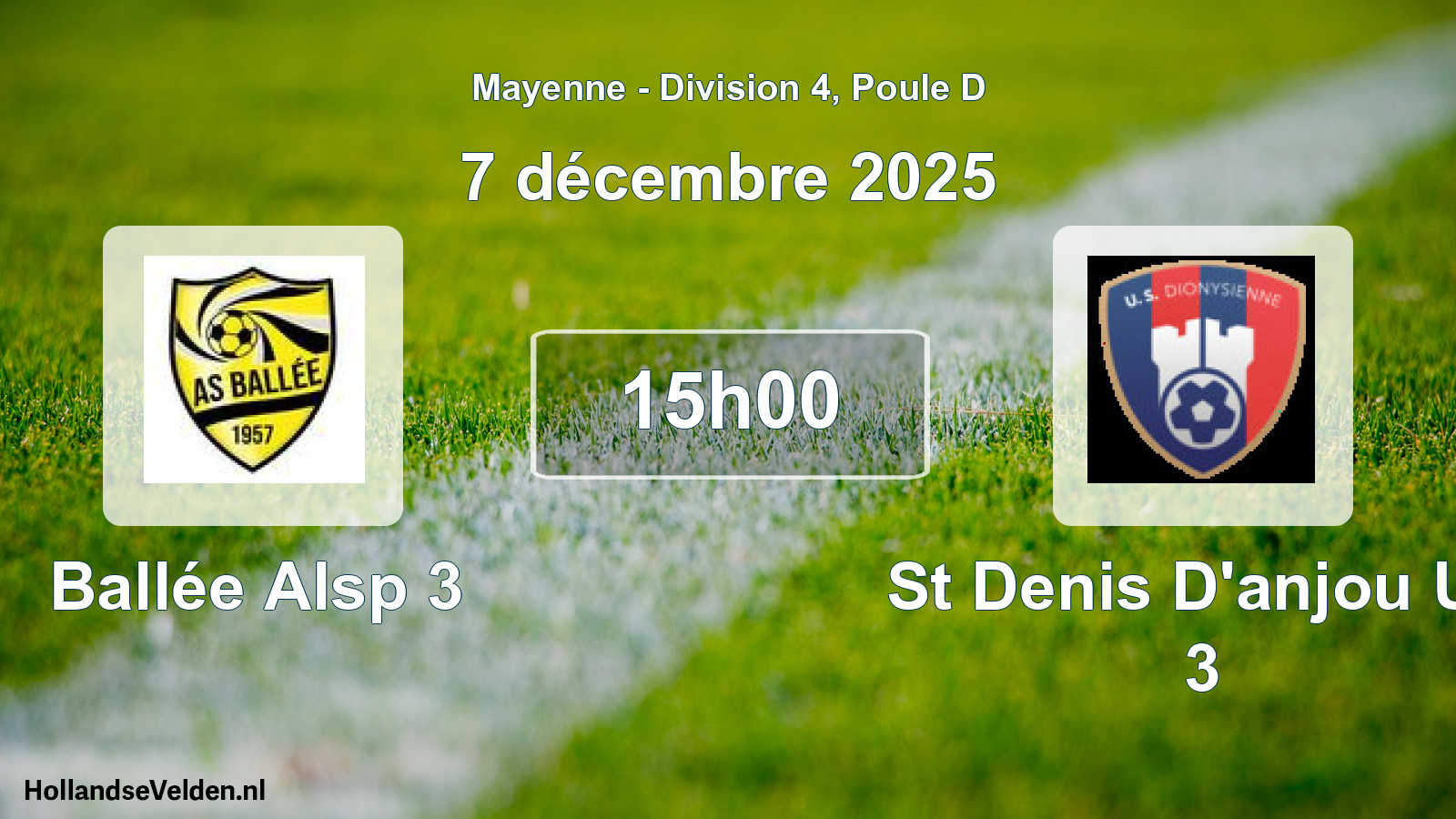 Geplande wedstrijd: Ballée Alsp 3 - St Denis D'anjou Us 3 (7 december 2025)