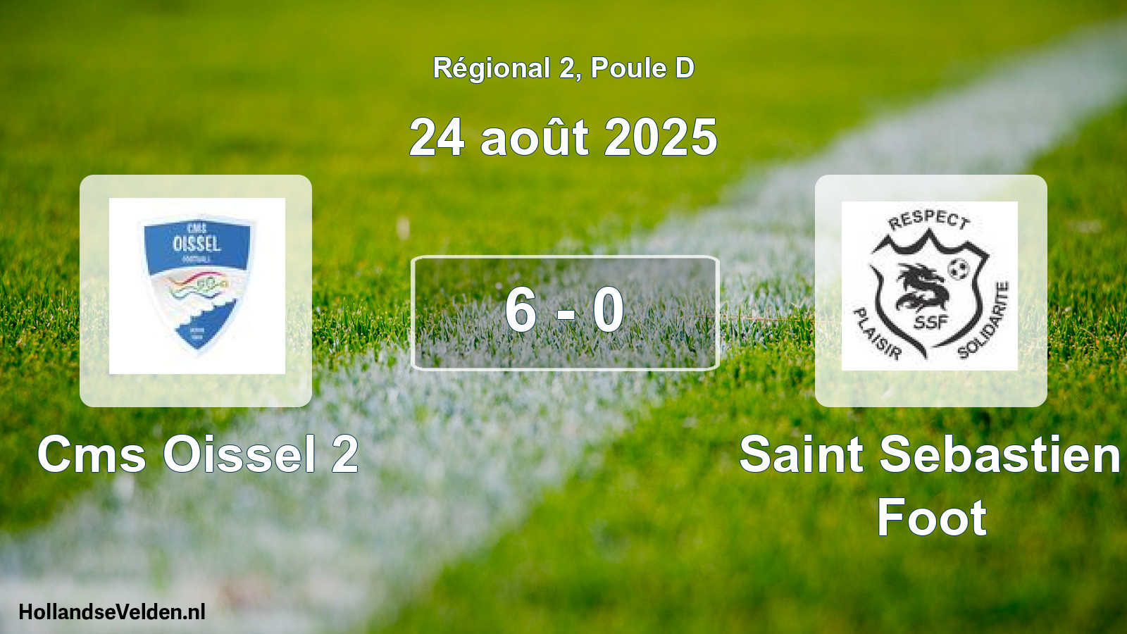 Gespeelde wedstrijd: Cms Oissel 2 - Saint Sebastien Foot 6 - 0 (24 août 2025)