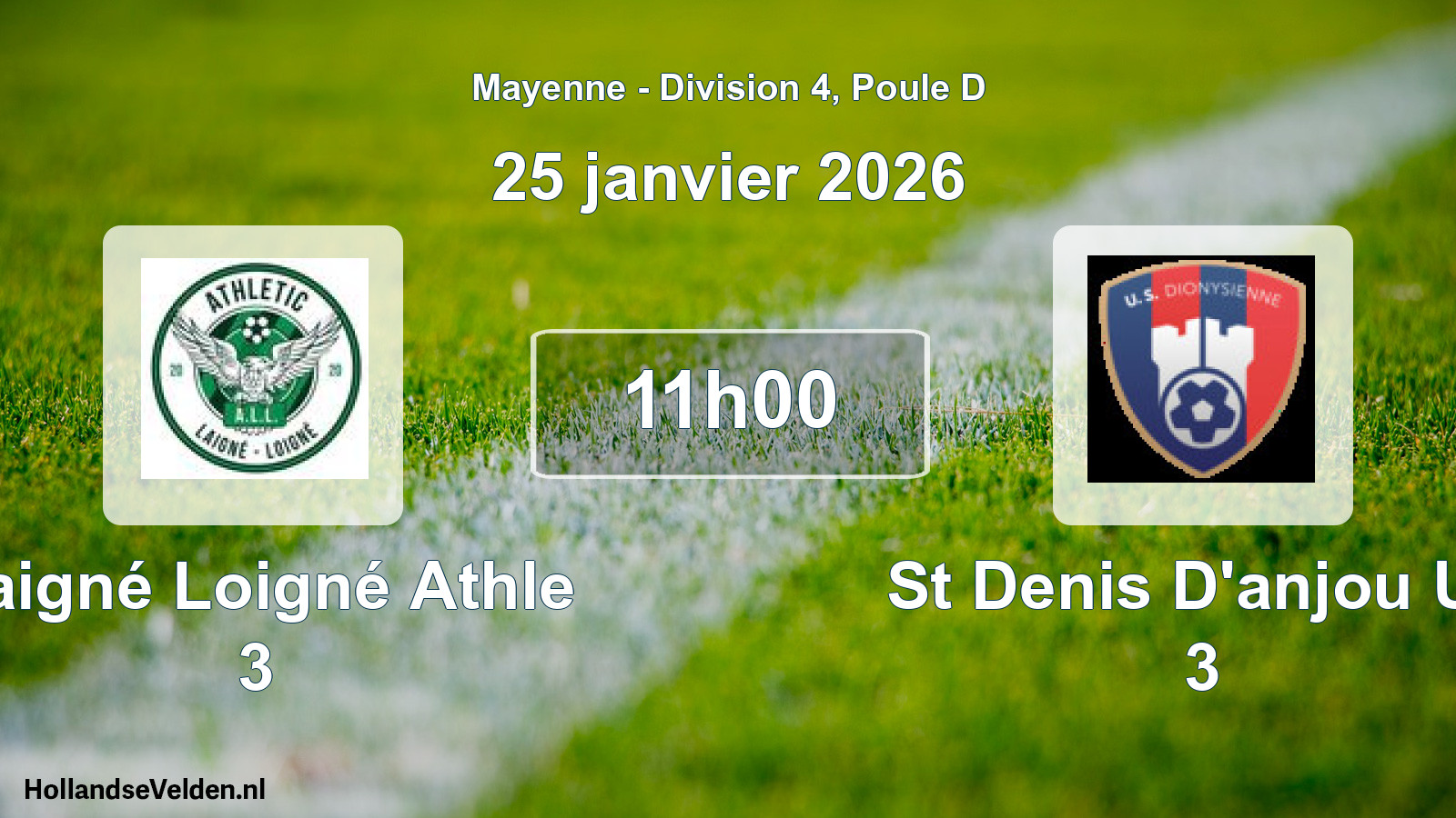 Geplande wedstrijd: Laigné Loigné Athle 3 - St Denis D'anjou Us 3 (25 janvier 2026)