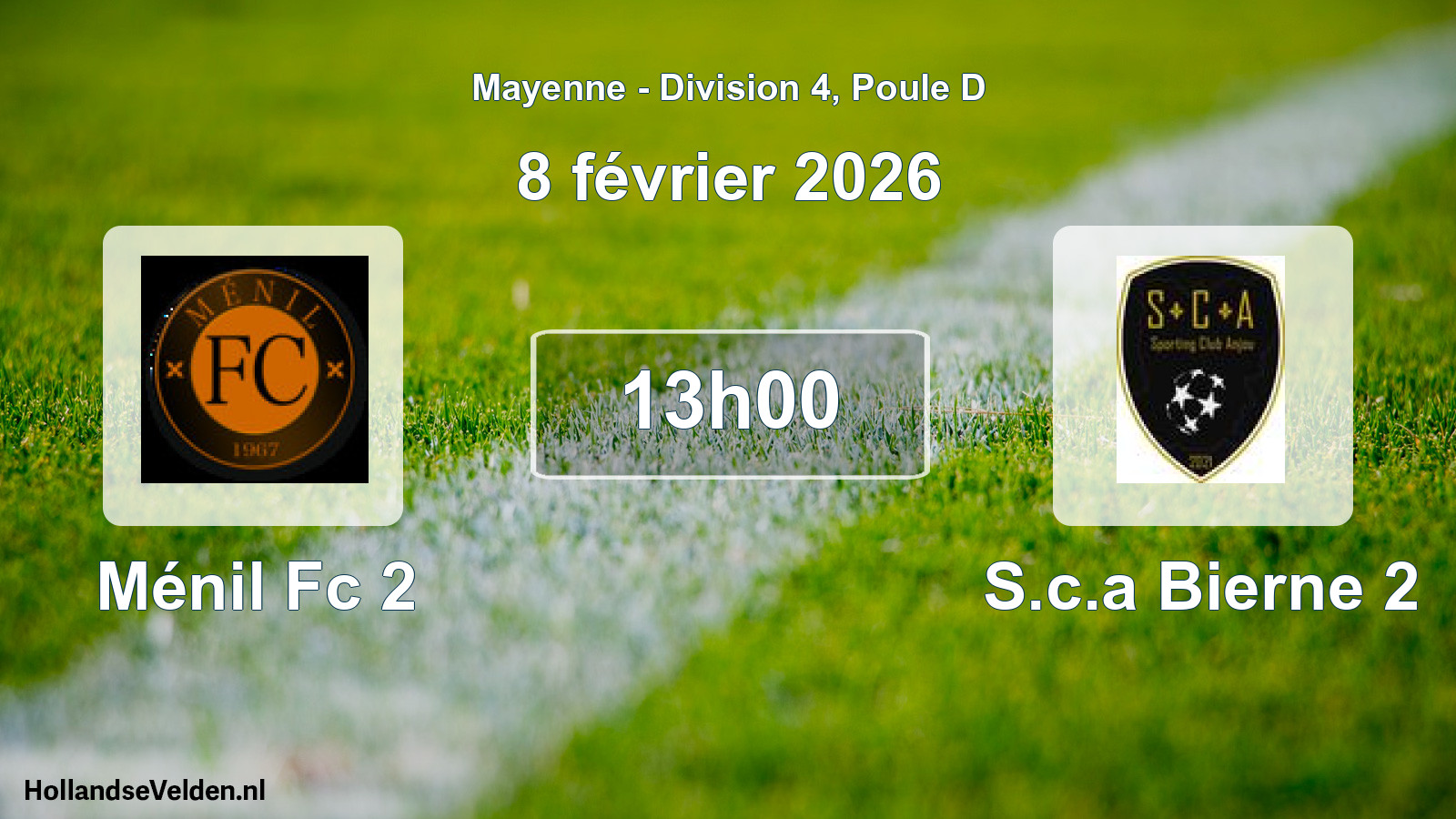 Geplande wedstrijd: Ménil Fc 2 - S.c.a Bierne 2 (8 februari 2026)