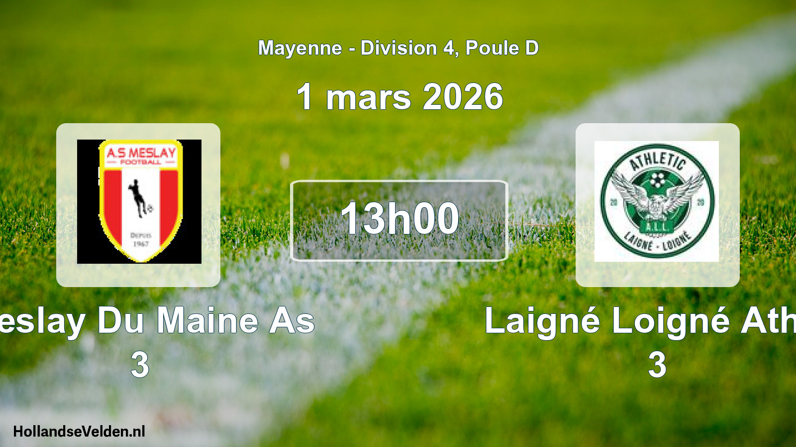 Geplande wedstrijd: Meslay Du Maine As 3 - Laigné Loigné Athle 3 (1 mars 2026)