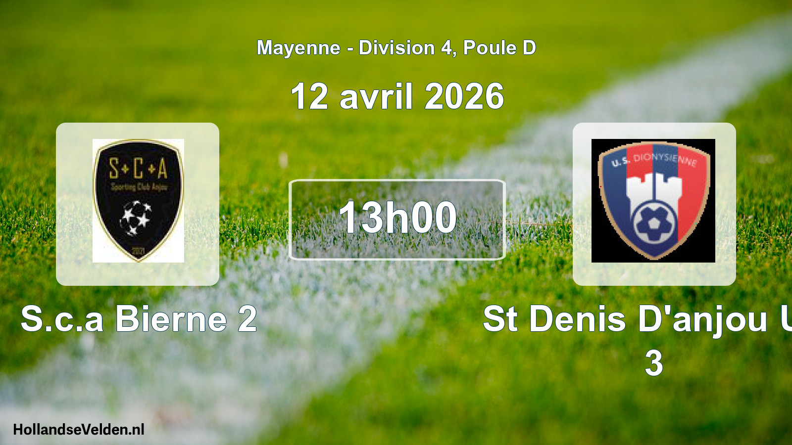 Scheduled Match: S.c.a Bierne 2 - St Denis D'anjou Us 3 (12 April 2026)