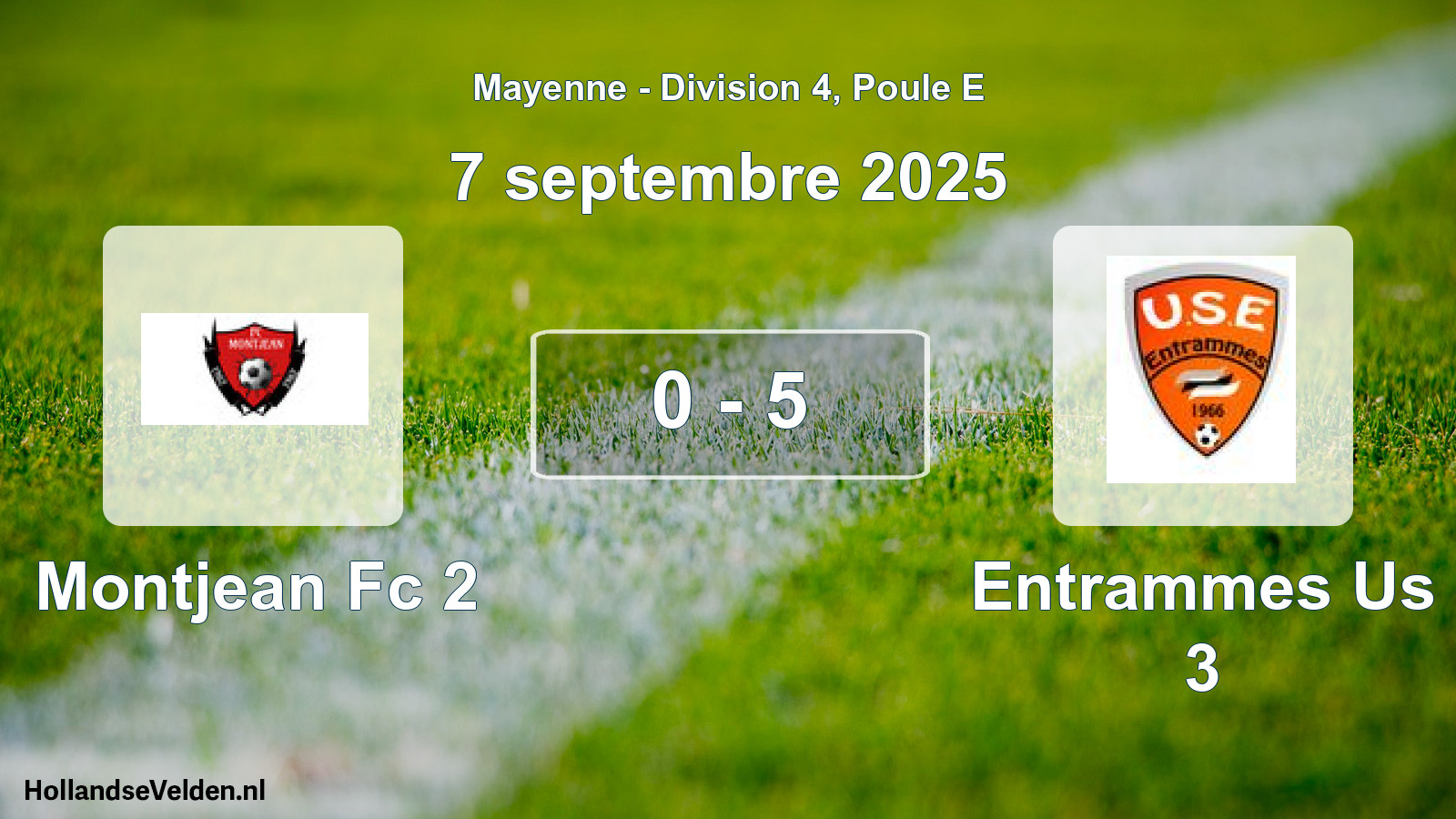 Total number of matches played: Montjean Fc 2 - Entrammes Us 3 0 - 5 (7 September 2025)