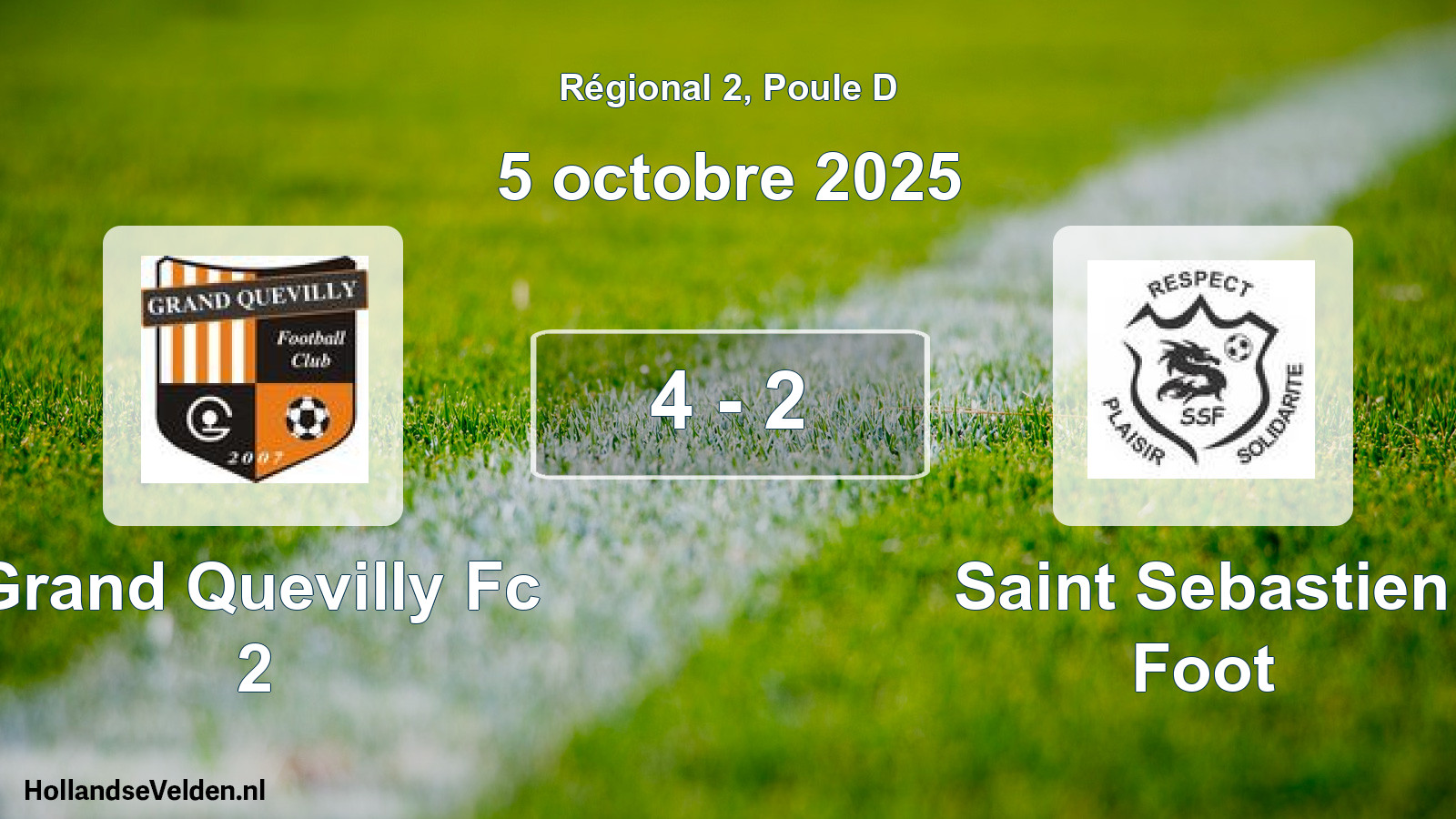 Total number of matches played: Grand Quevilly Fc 2 - Saint Sebastien Foot 4 - 2 (5 October 2025)