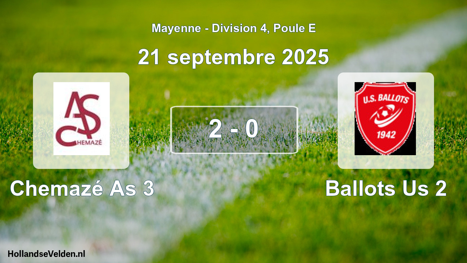 Total number of matches played: Chemazé As 3 - Ballots Us 2 2 - 0 (21 September 2025)