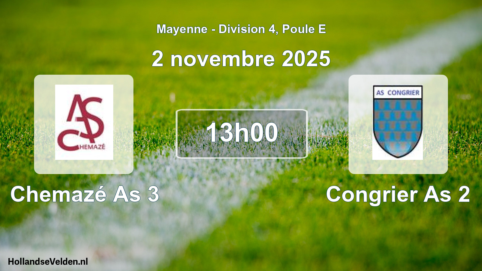 Geplande wedstrijd: Chemazé As 3 - Congrier As 2 (2 novembre 2025)