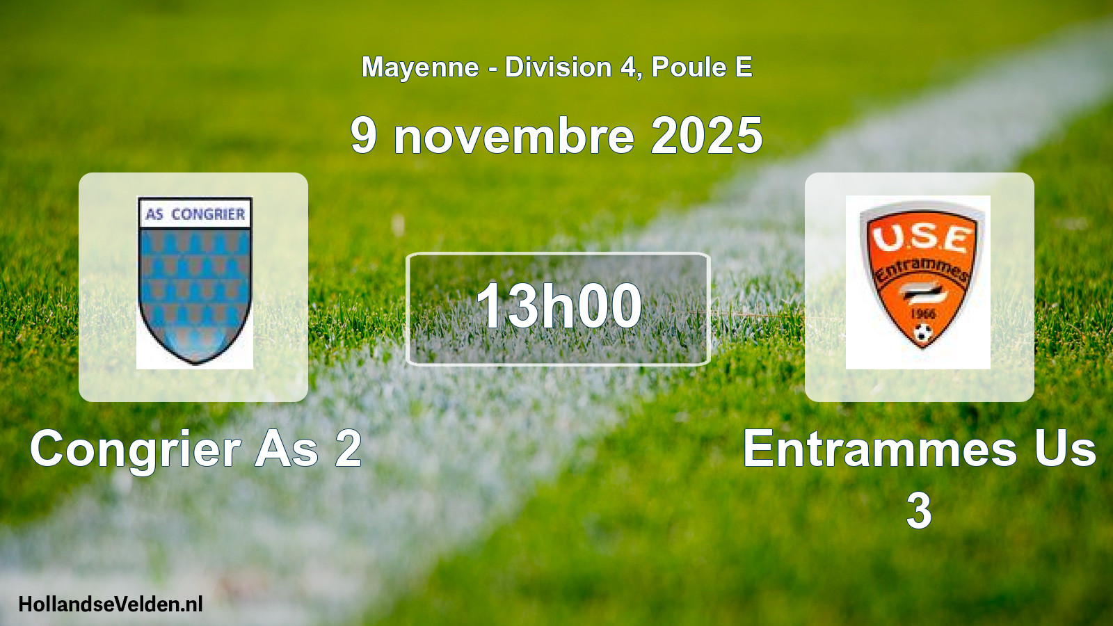 Geplande wedstrijd: Congrier As 2 - Entrammes Us 3 (9 novembre 2025)
