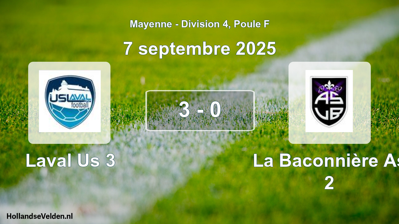 Gespeelde wedstrijd: Laval Us 3 - La Baconnière As 2 3 - 0 (7 septembre 2025)