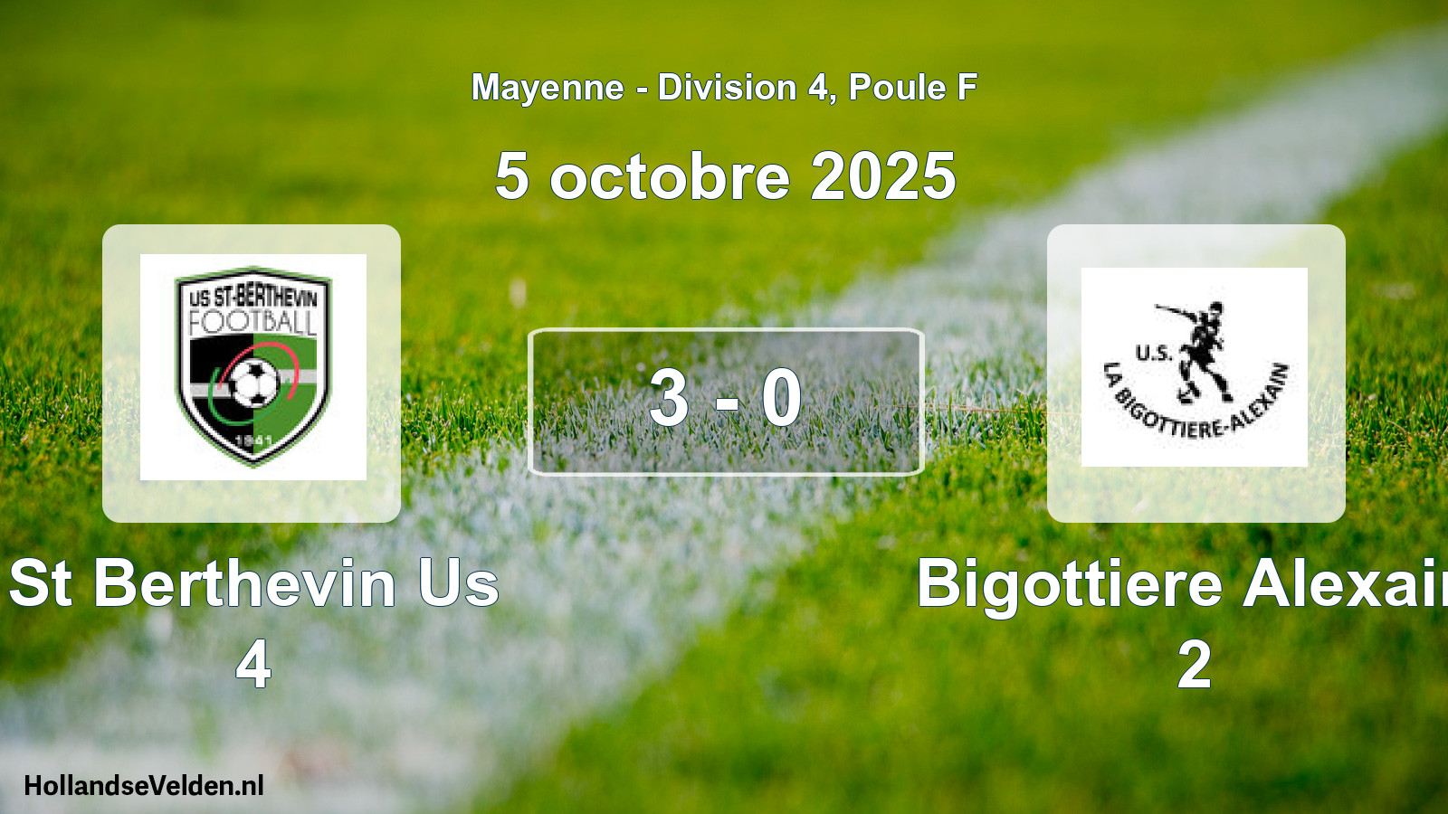 Total number of matches played: St Berthevin Us 4 - Bigottiere Alexain 2 3 - 0 (5 October 2025)