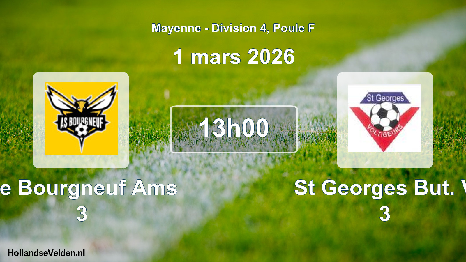 Geplande wedstrijd: Le Bourgneuf Ams 3 - St Georges But. V 3 (1 mars 2026)