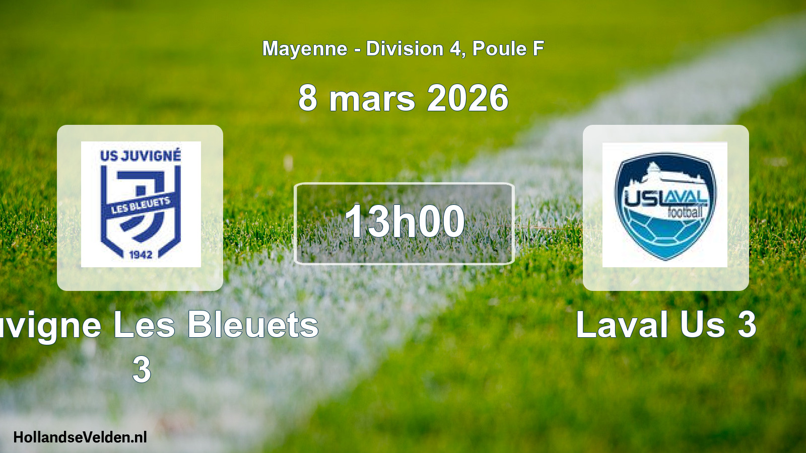 Geplande wedstrijd: Juvigne Les Bleuets 3 - Laval Us 3 (8 mars 2026)