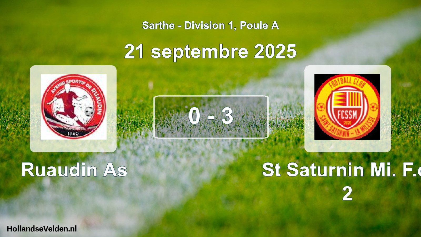 Total number of matches played: Ruaudin As - St Saturnin Mi. F.c. 2 0 - 3 (21 September 2025)