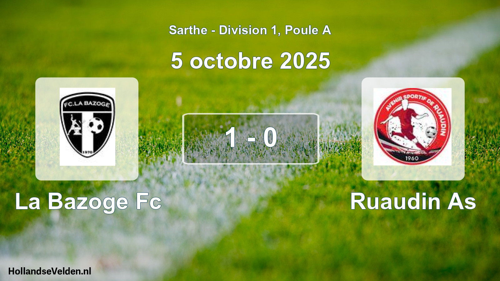 Total number of matches played: La Bazoge Fc - Ruaudin As 1 - 0 (5 October 2025)