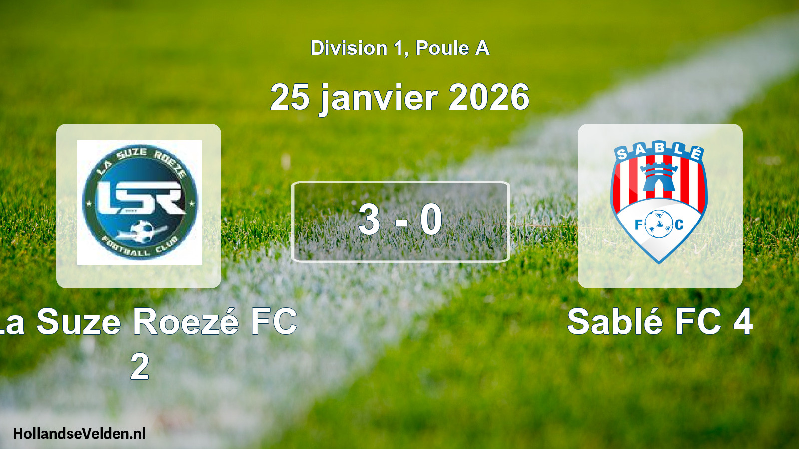 Gespeelde wedstrijd: La Suze Roezé FC 2 - Sablé FC 4 3 - 0 (25 januari 2026)