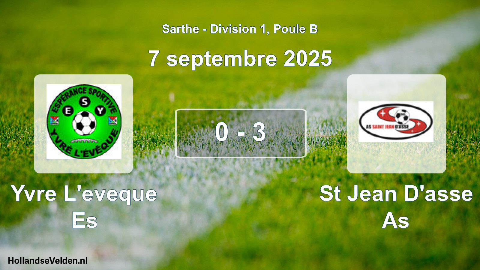 Total number of matches played: Yvre L'eveque Es - St Jean D'asse As 0 - 3 (7 September 2025)