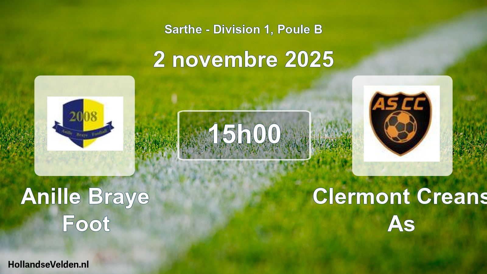 Geplande wedstrijd: Anille Braye Foot - Clermont Creans As (2 novembre 2025)