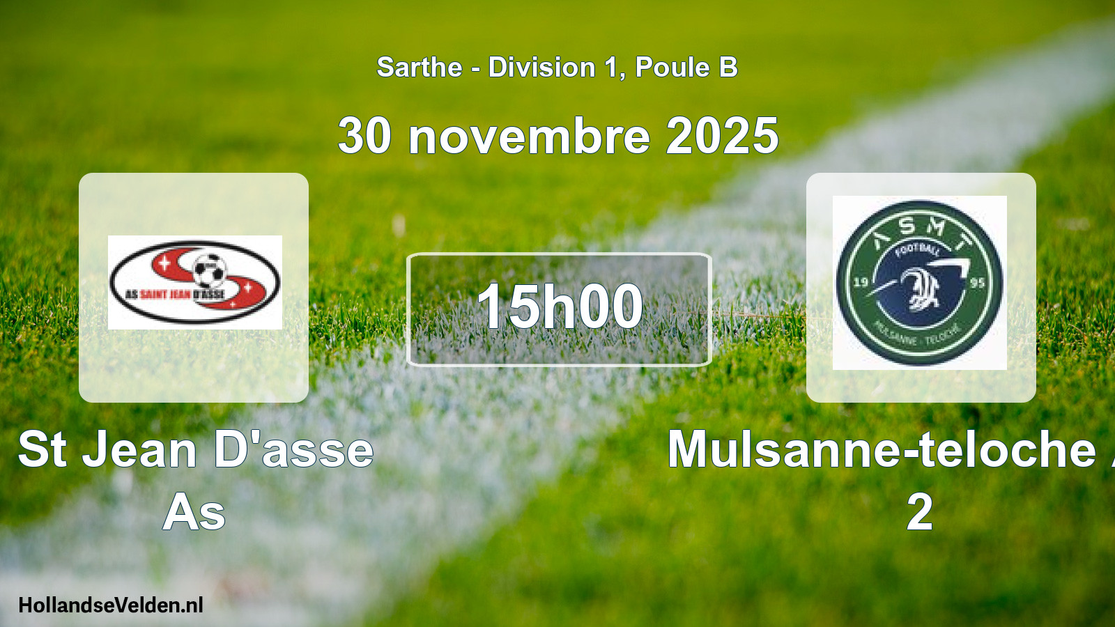Geplande wedstrijd: St Jean D'asse As - Mulsanne-teloche As 2 (30 novembre 2025)