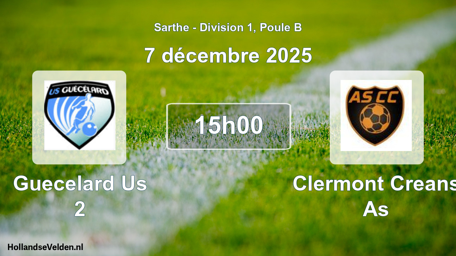 Geplande wedstrijd: Guecelard Us 2 - Clermont Creans As (7 décembre 2025)