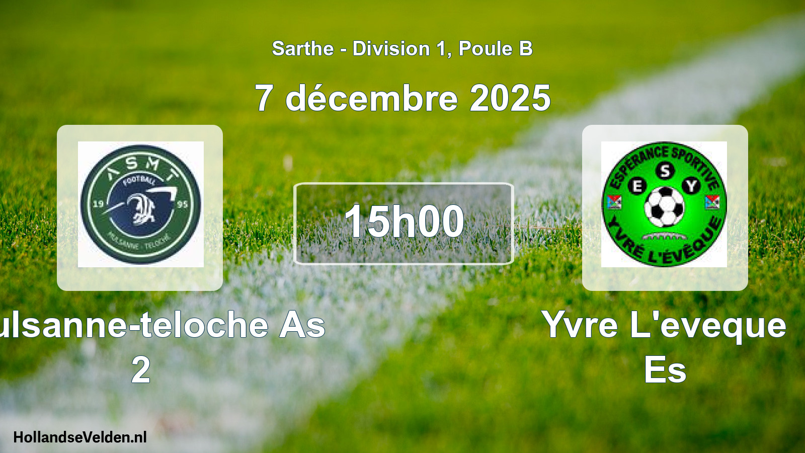 Geplande wedstrijd: Mulsanne-teloche As 2 - Yvre L'eveque Es (7 décembre 2025)