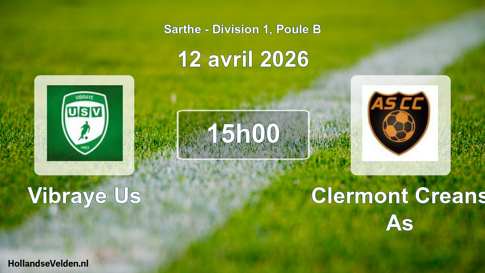 Geplande wedstrijd: Vibraye Us - Clermont Creans As (12 avril 2026)