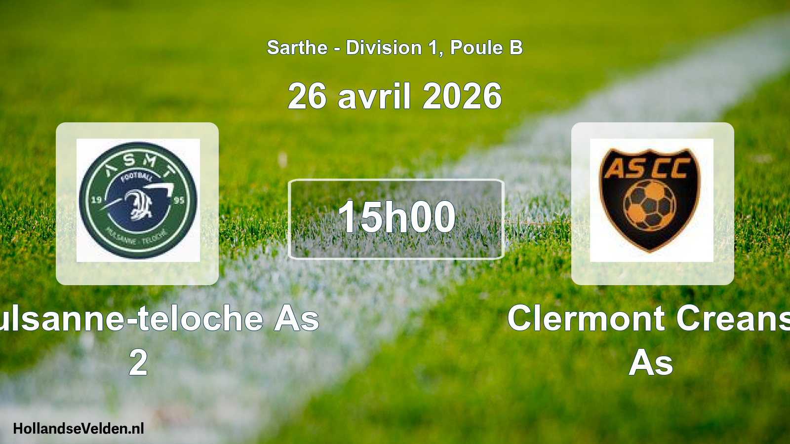 Geplande wedstrijd: Mulsanne-teloche As 2 - Clermont Creans As (26 avril 2026)