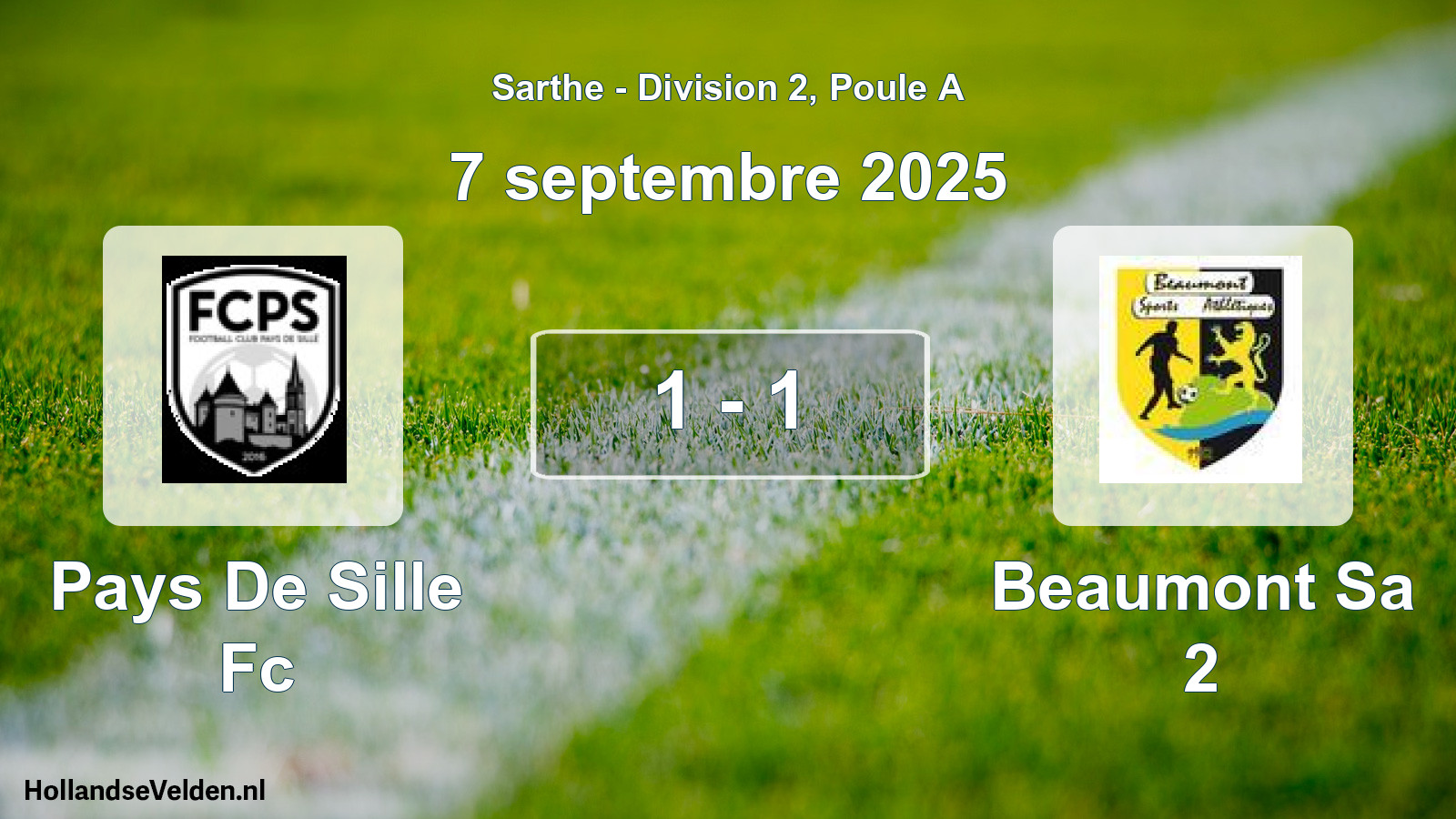 Gespeelde wedstrijd: Pays De Sille Fc - Beaumont Sa 2 1 - 1 (7 september 2025)