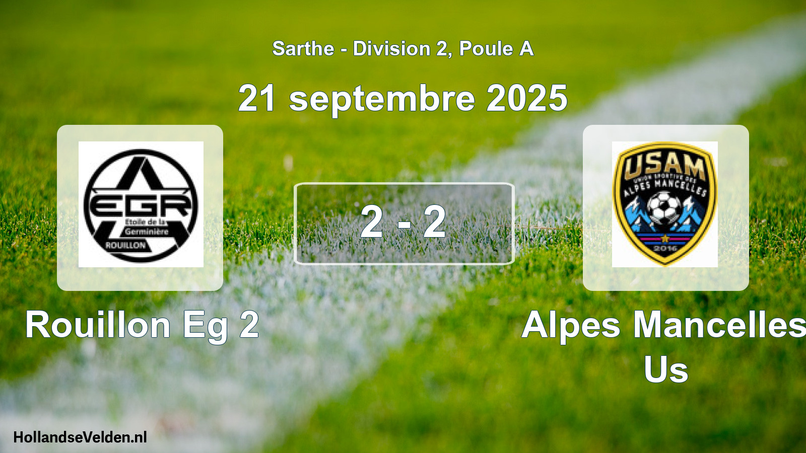 Gespeelde wedstrijd: Rouillon Eg 2 - Alpes Mancelles Us 2 - 2 (21 septembre 2025)