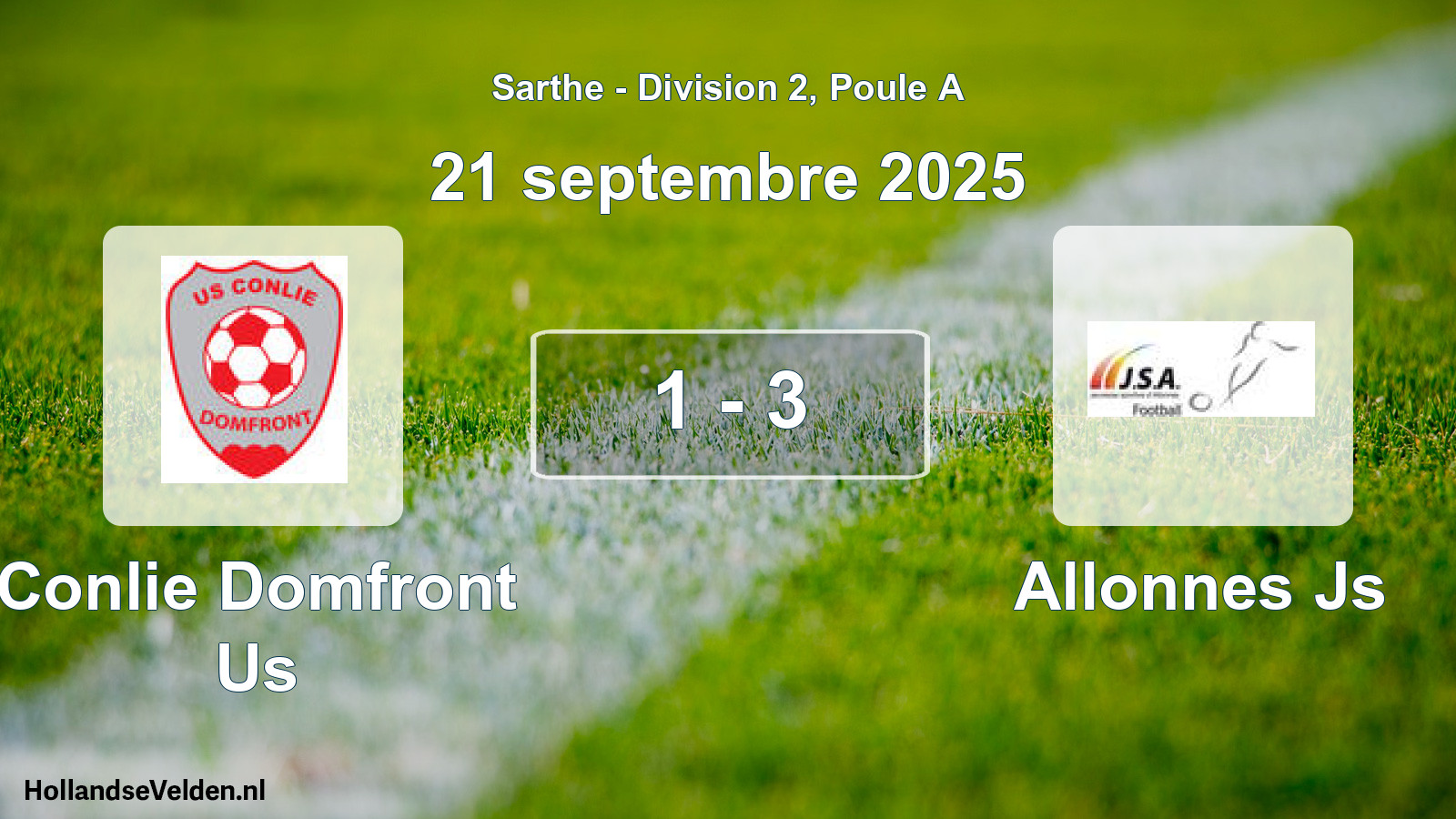 Gespeelde wedstrijd: Conlie Domfront Us - Allonnes Js 1 - 3 (21 septembre 2025)