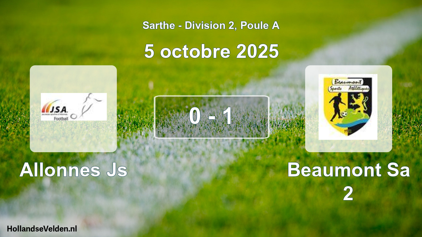 Total number of matches played: Allonnes Js - Beaumont Sa 2 0 - 1 (5 October 2025)