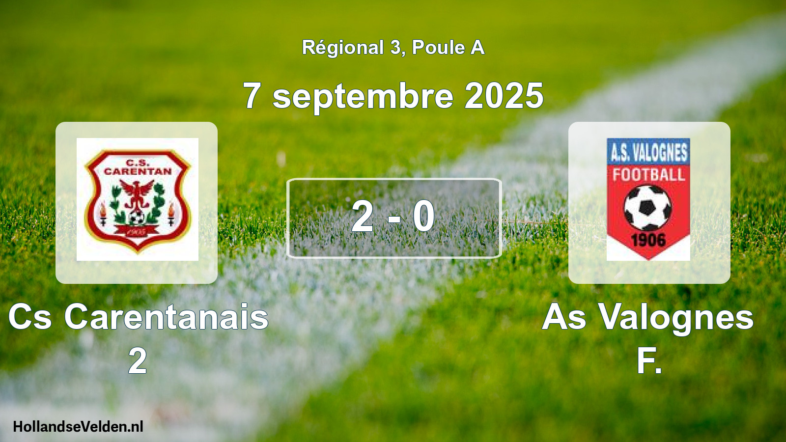 Gespeelde wedstrijd: Cs Carentanais 2 - As Valognes F. 2 - 0 (7 september 2025)