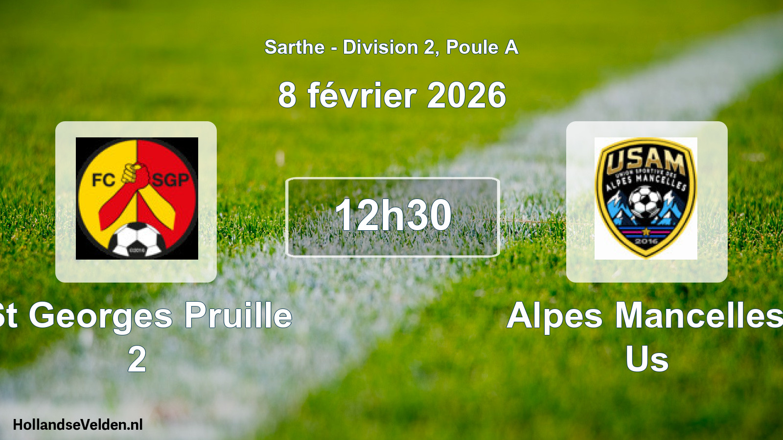 Geplande wedstrijd: St Georges Pruille 2 - Alpes Mancelles Us (8 februari 2026)