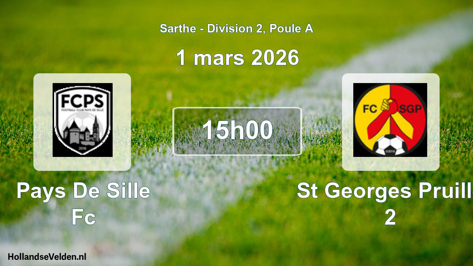 Geplande wedstrijd: Pays De Sille Fc - St Georges Pruille 2 (1 mars 2026)