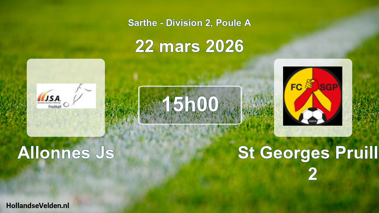 Geplande wedstrijd: Allonnes Js - St Georges Pruille 2 (22 mars 2026)