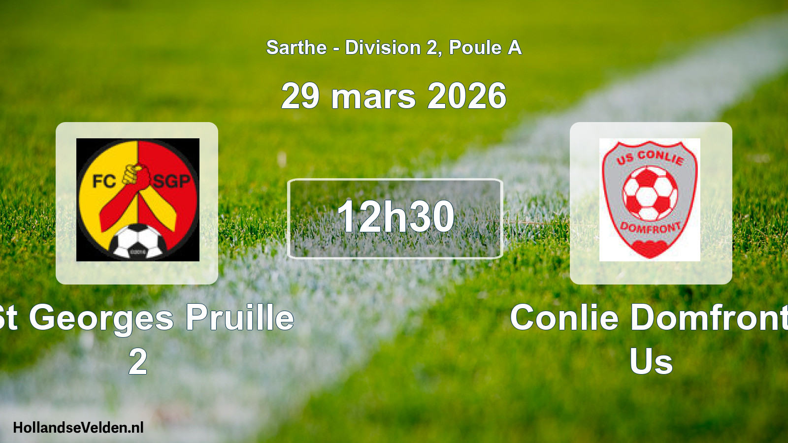 Geplande wedstrijd: St Georges Pruille 2 - Conlie Domfront Us (29 mars 2026)