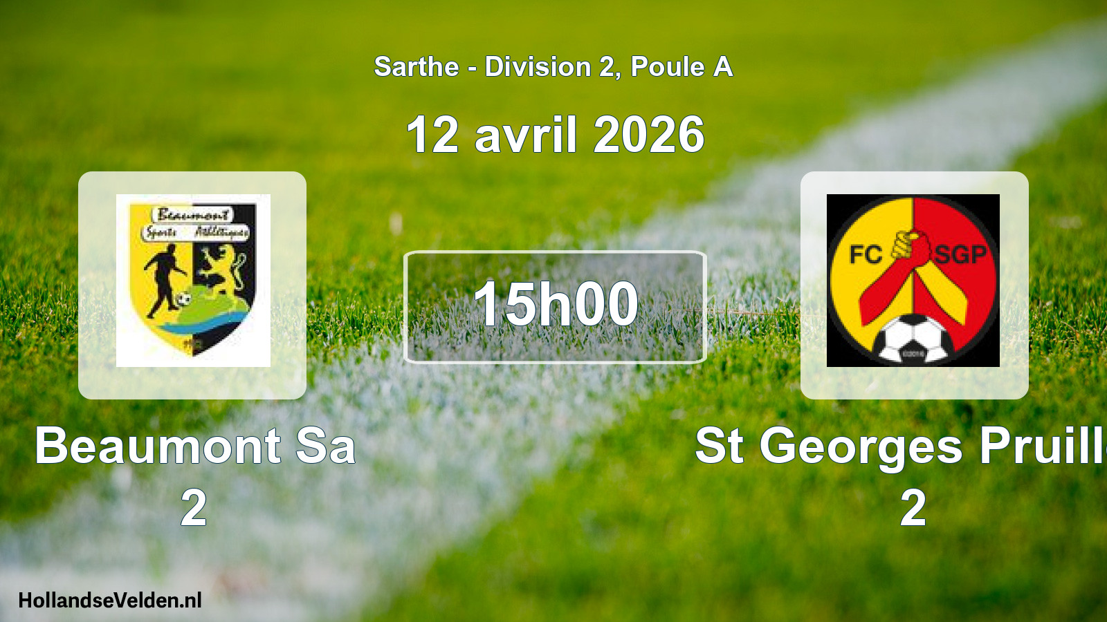 Geplande wedstrijd: Beaumont Sa 2 - St Georges Pruille 2 (12 avril 2026)