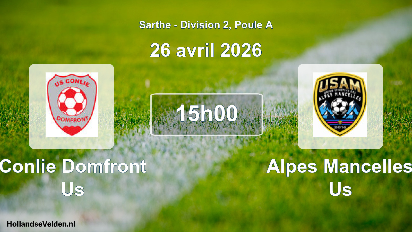 Geplande wedstrijd: Conlie Domfront Us - Alpes Mancelles Us (26 avril 2026)