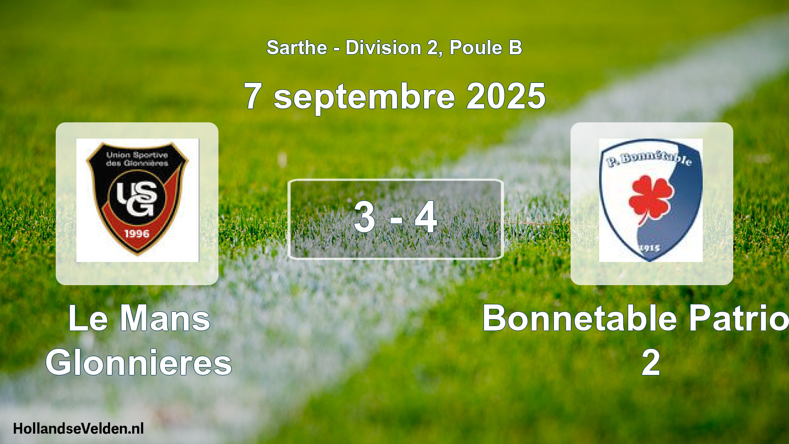 Gespeelde wedstrijd: Le Mans Glonnieres - Bonnetable Patriote 2 3 - 4 (7 september 2025)