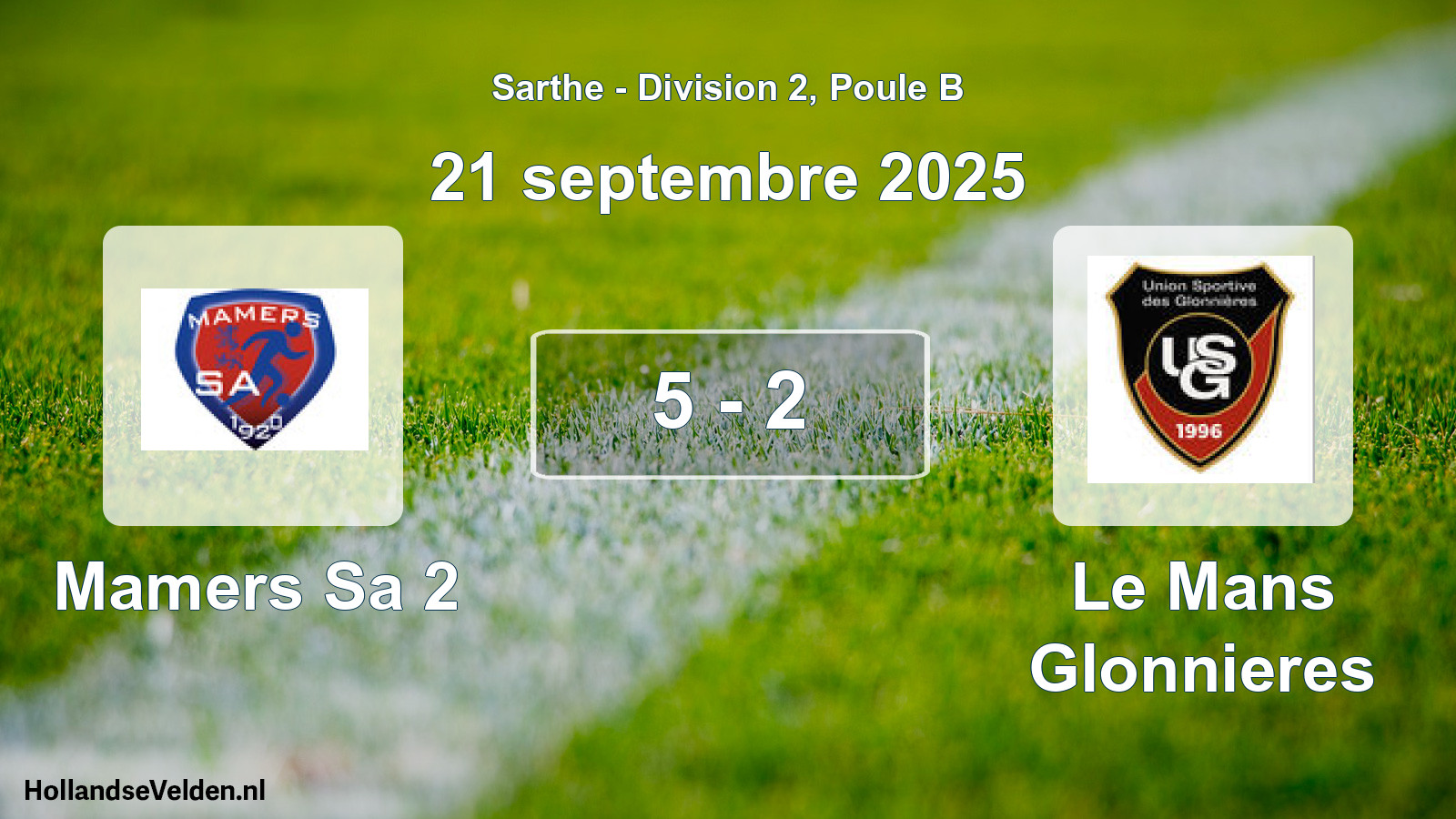 Gespeelde wedstrijd: Mamers Sa 2 - Le Mans Glonnieres 5 - 2 (21 septembre 2025)