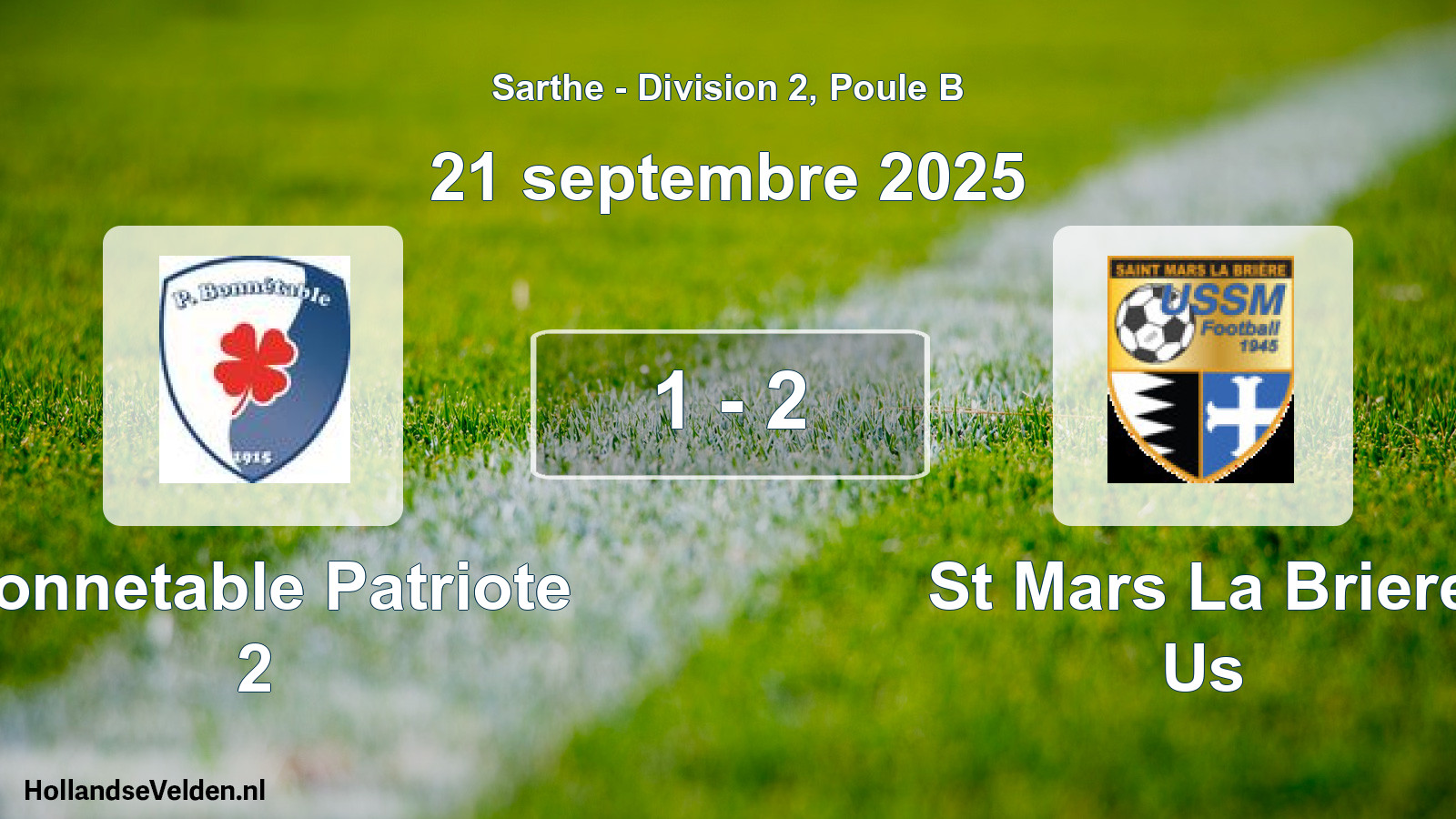 Total number of matches played: Bonnetable Patriote 2 - St Mars La Briere Us 1 - 2 (21 September 2025)